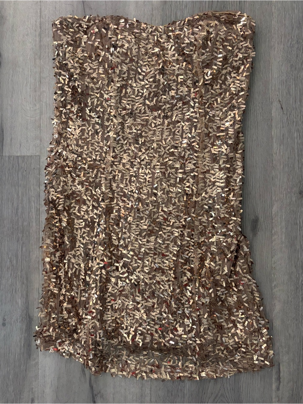Strapless Gold Sequin Dress